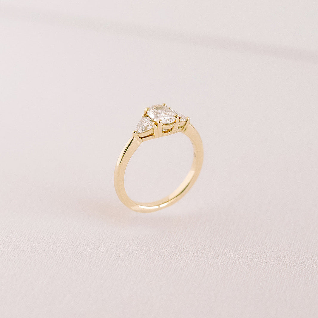 Three stone diamond engagement ring