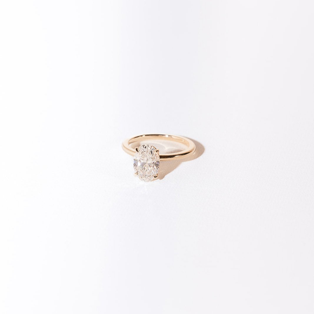 Lab diamond oval solitaire ring