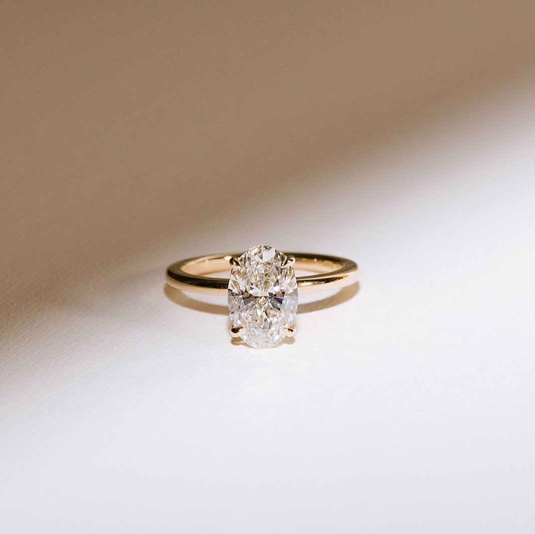 Lab diamond oval solitaire ring