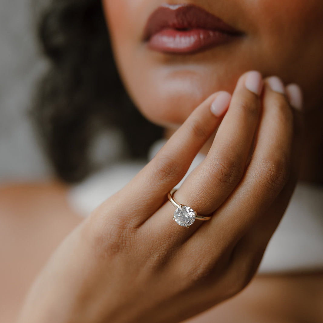 2 carat round lab diamond ring yellow gold
