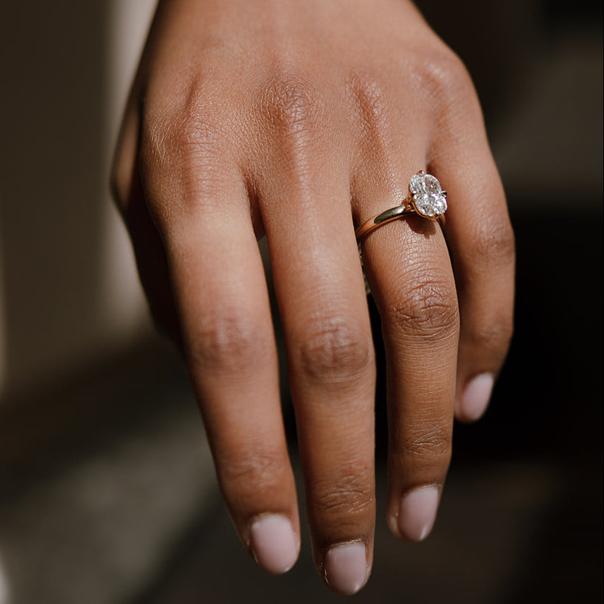 compass set ring with cushion lab diamond