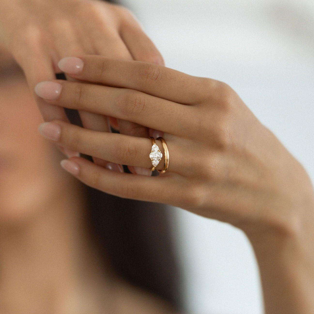 sapphire ring - sapphire engagement ring - three stone sapphire ring