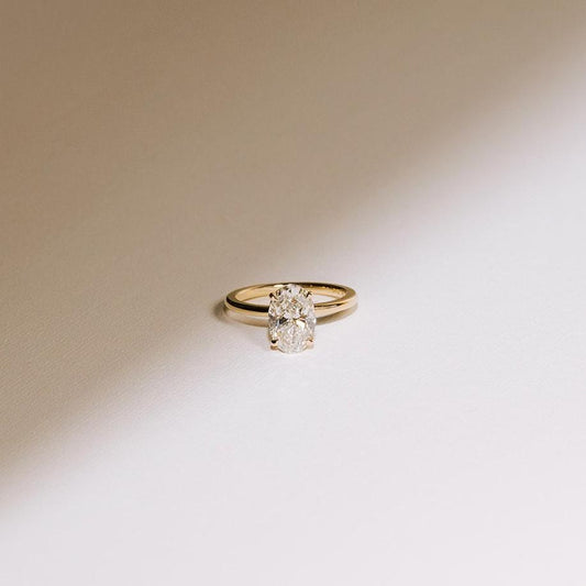 Lab diamond oval solitaire ring