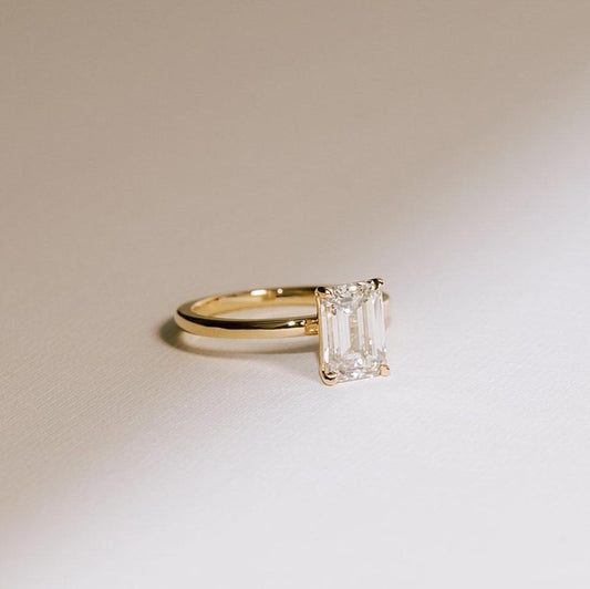 emerald-cut lab diamond solitaire ring