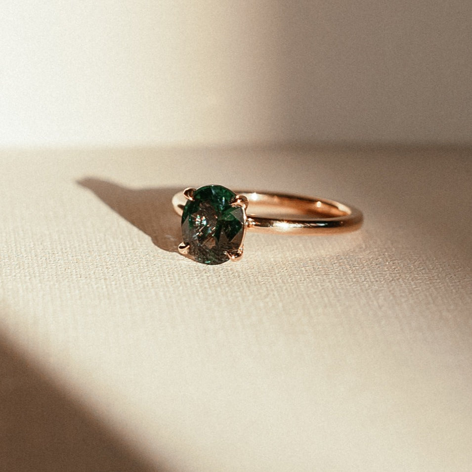 sapphire ring - sapphire engagement ring - teal green sapphire