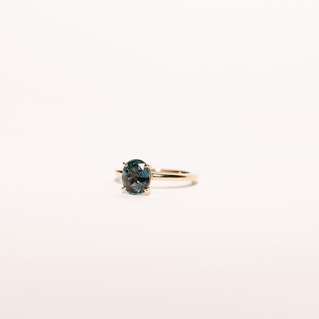 sapphire ring - sapphire engagement ring - teal green sapphire