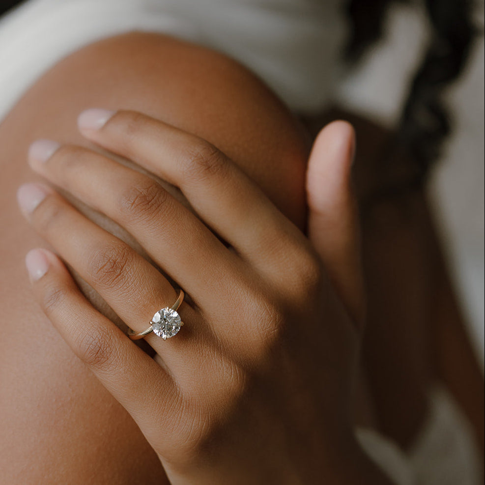 2 carat lab diamond round ring gold