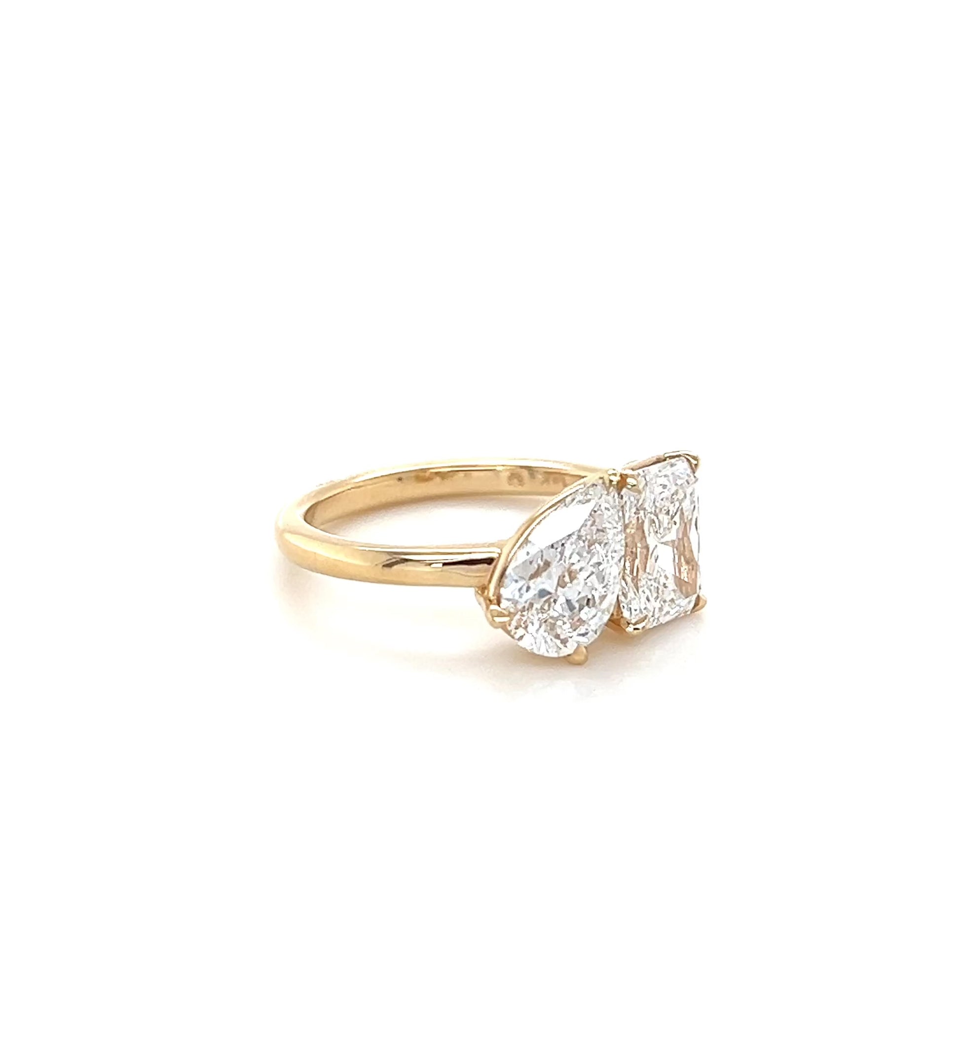 Blissed Out Two Stone Diamond engagement ring vide on a white background
