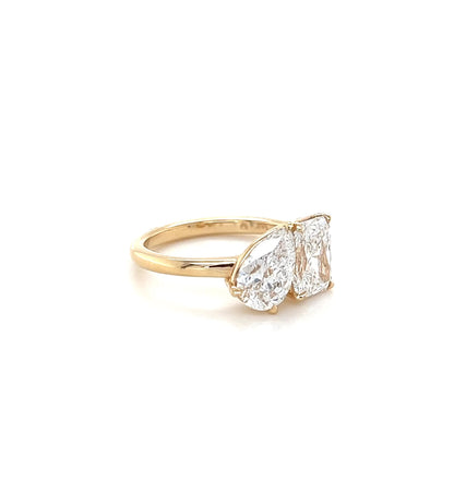 Blissed Out Two Stone Diamond engagement ring vide on a white background
