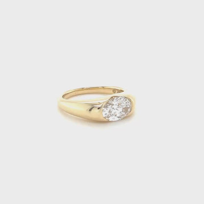 Diamond bezel ring on a white background rotating video 